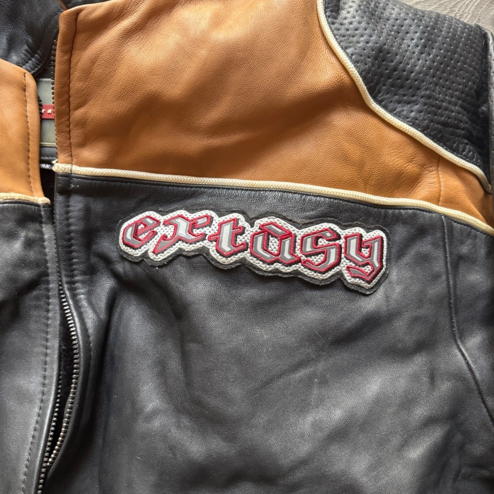 Extasy James & John Leather Bomber Jacket 4XL Tiger‎ Eagle Embroidered RARE Vtg - Picture 2 of 16
